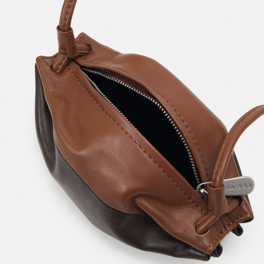 Marimekko Mini Crossbody Bag in Dark Brown with Tan Strap - Picture 2 of 6